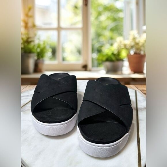 VIONIC Splendid Lou Black Leather Suede Slide Sandals Size 8 EU 39 - Picture 8 of 12